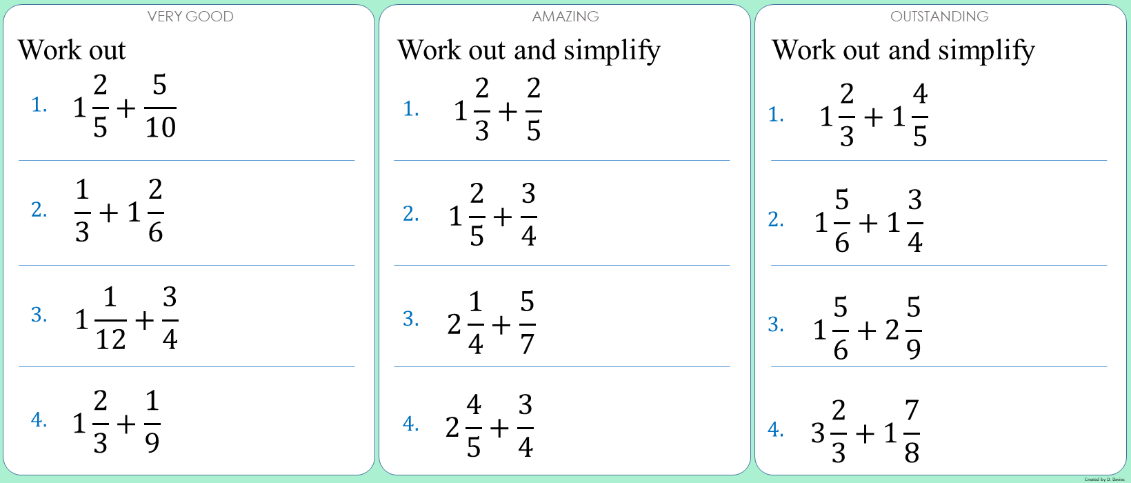 Fractions - 11 - Addition 3 (Mixed numbers)