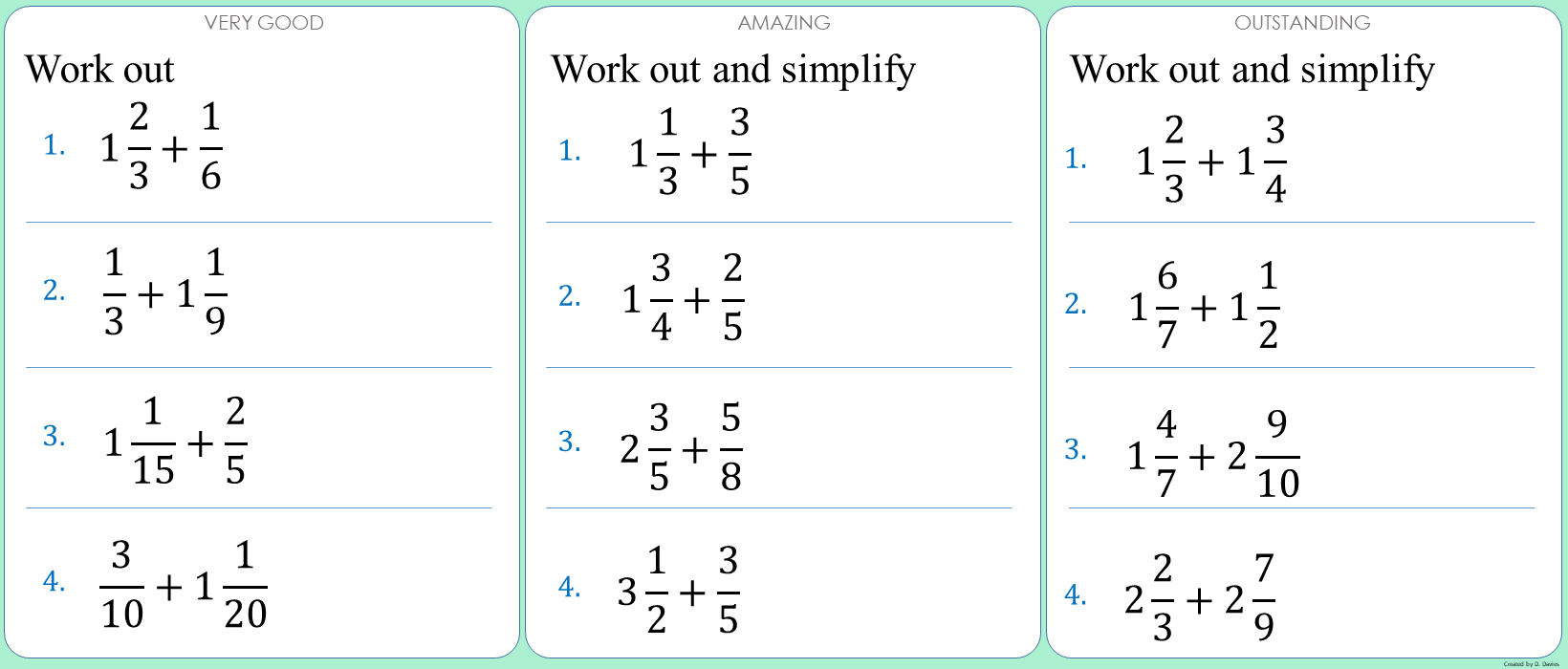 Fractions - 11 - Addition 3 (Mixed numbers)