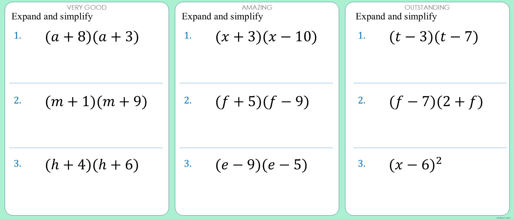 Expanding brackets - 10 - Double 1