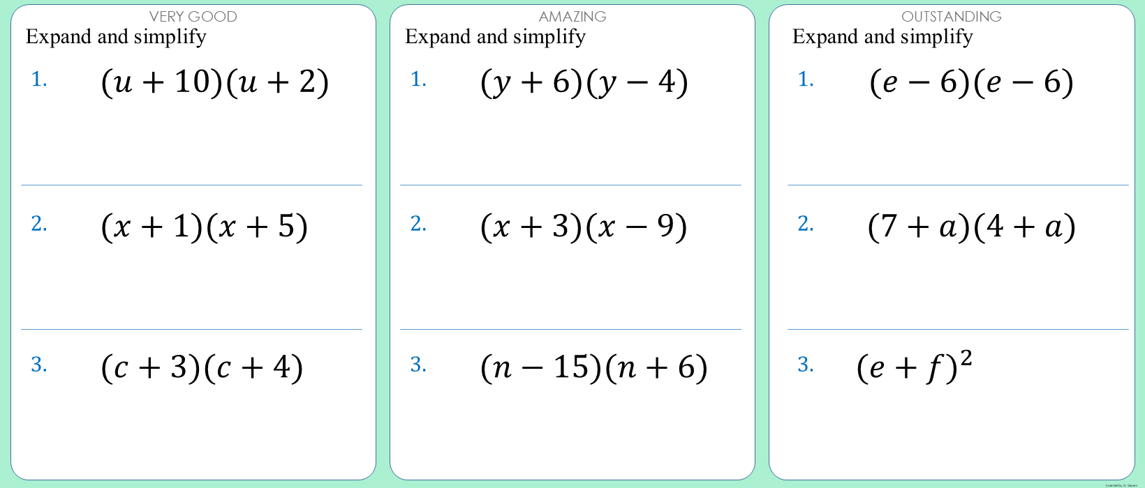 Expanding brackets - 10 - Double 1