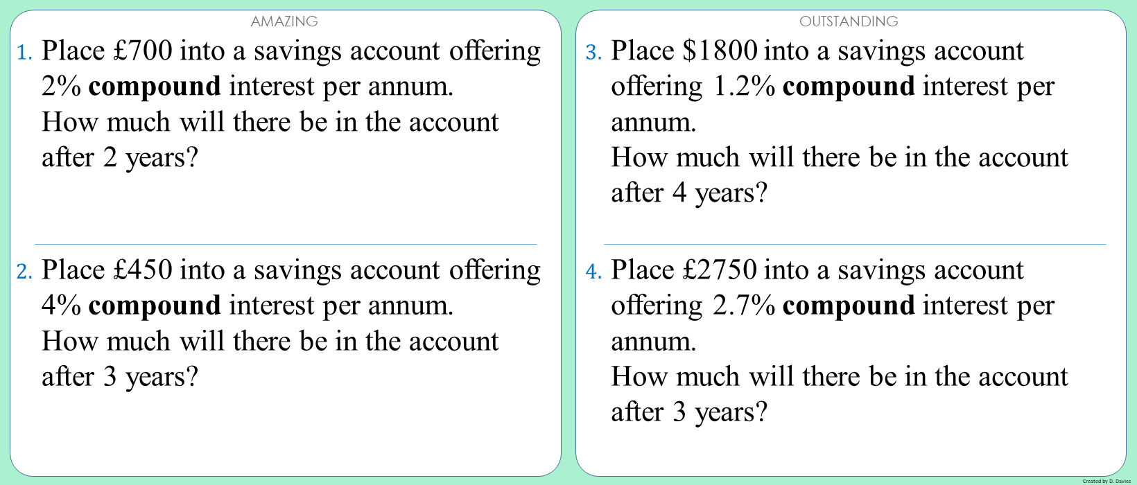Percentages - 20 - Compound interest 2