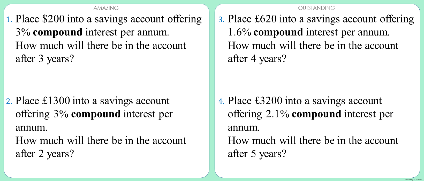 Percentages - 20 - Compound interest 2