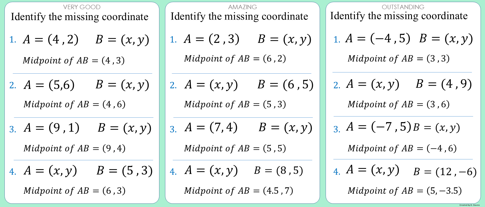 Coordinates - Midpoints - 2